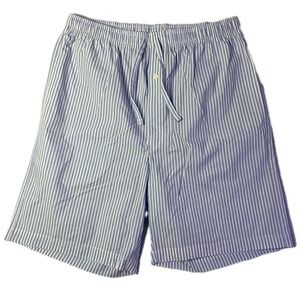 NWT St. John's Bay Pajama Shorts Mens M Blue White Striped Poplin Sleep